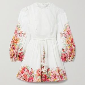 ZIMMERMANN Mae embellished floral-print linen mini dress NEW w. tags